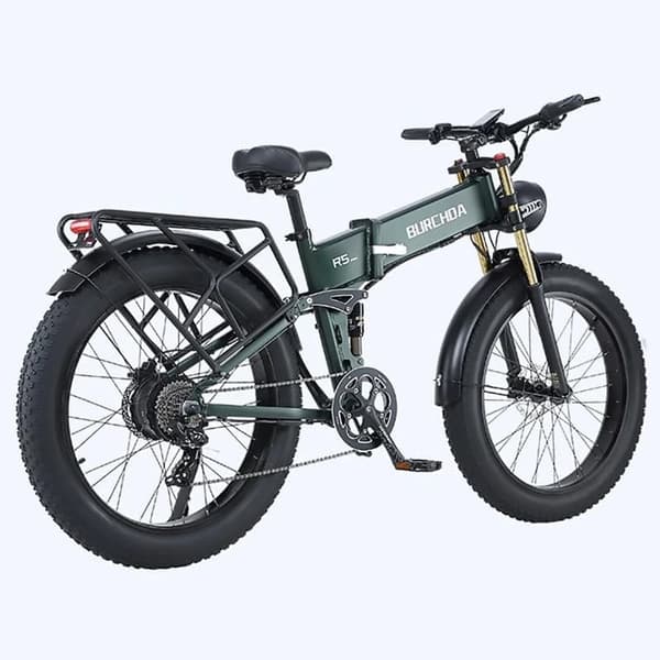 BURCHDA R5 PRO voksen elcykel, 1000W motor, 17,5AH batteri, 26*4 tommer dæk, 8-gears foldbar elektrisk mountainbike