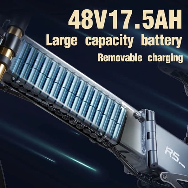 BURCHDA R5 PRO voksen elcykel, 1000W motor, 17,5AH batteri, 26*4 tommer dæk, 8-gears foldbar elektrisk mountainbike