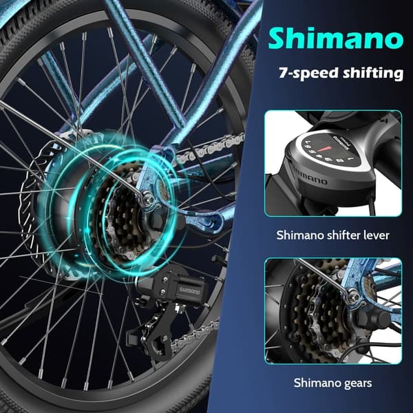 Fafrees F20 Lasting elcykel för vuxna, 250W motor, 18,2Ah batteri, 20"*1,95" däck, SHIMANO 7 speed, lämplig för ryttare höjd: 155-195CM.