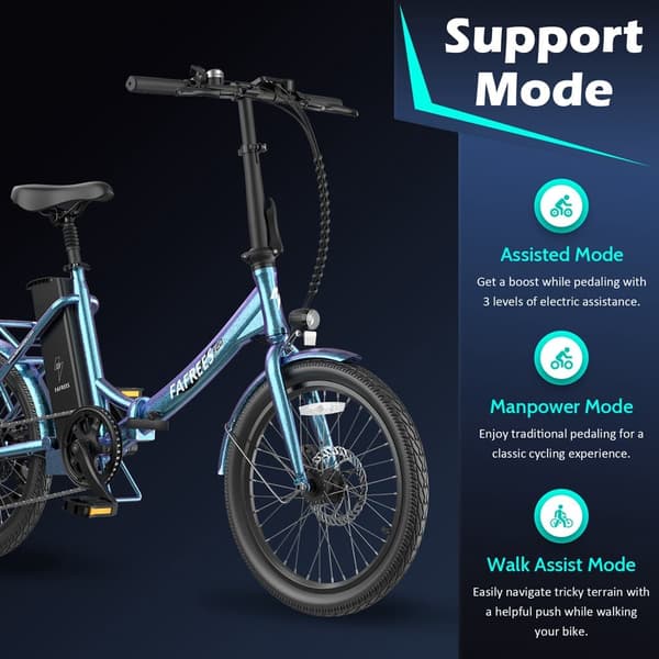 Fafrees F20 Lasting elcykel för vuxna, 250W motor, 18,2Ah batteri, 20"*1,95" däck, SHIMANO 7 speed, lämplig för ryttare höjd: 155-195CM.
