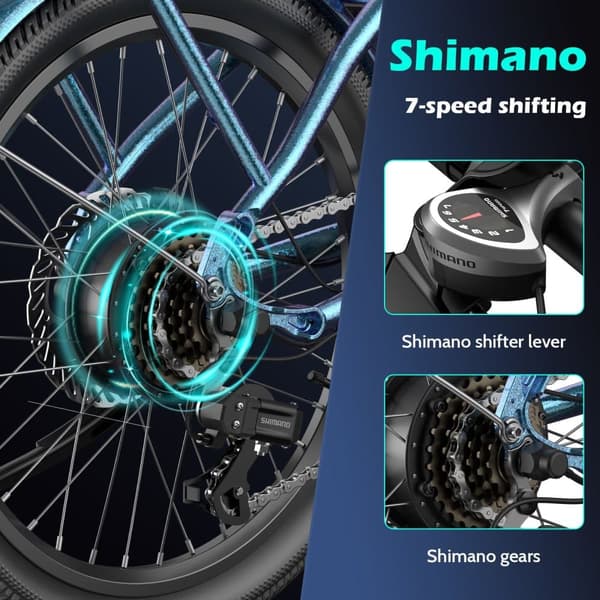 Fafrees F20 Lasting elcykel för vuxna, 250W motor, 18,2Ah batteri, 20"*1,95" däck, SHIMANO 7 speed, lämplig för ryttare höjd: 155-195CM.