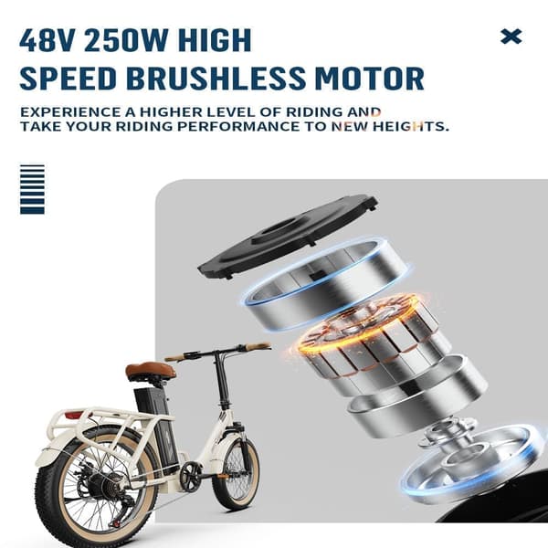 OneSport OT16-2 Voksen folde-gennemgangs elcykel, 48V 17Ah batteri, 250W motor, Shimano 7-Speed.