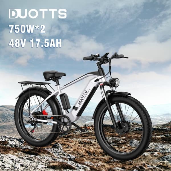 DUOTTS F26 elcykel för vuxen, 2*750W dubbla motorer, 26*4,0 pneumatiska däck, Samsung 48V 20AH batteri, Shimano 7 hastigheter.
