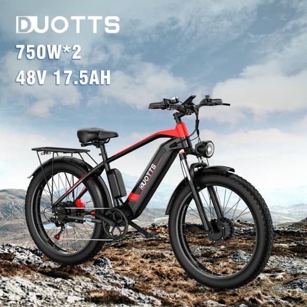 DUOTTS F26 voksen elcykel, 2*750W dobbeltmotorer, 26*4,0 luftdæk, Samsung 48V 20AH batteri, Shimano 7 gear.