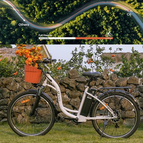 DYU C6 250W aikuisille tarkoitettu sähköpyörä kaupunkiin, 12,5 Ah akku, 26*2,125 rengas, Shimano 6 vaihdetta, 25 km/h
