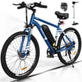 Miniatyrbild 1 av 4: HITWAY Elcykel 26" blå, E-cykel med löstagbart 36V/12AH batteri, Shimano 7-växlad, MTB City E-Bike