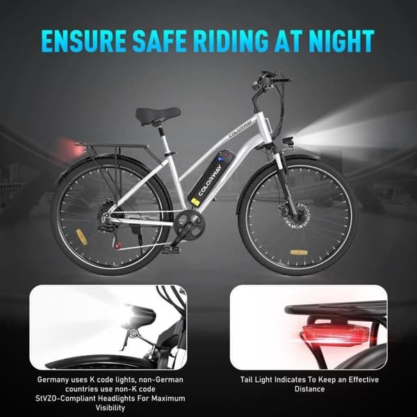 COLORWAY Elcykel 28" VAE - E-BIKE MTB Avtagbart batteri 36V 15Ah - 250W motor - Shimano 7 Speeds - Silver