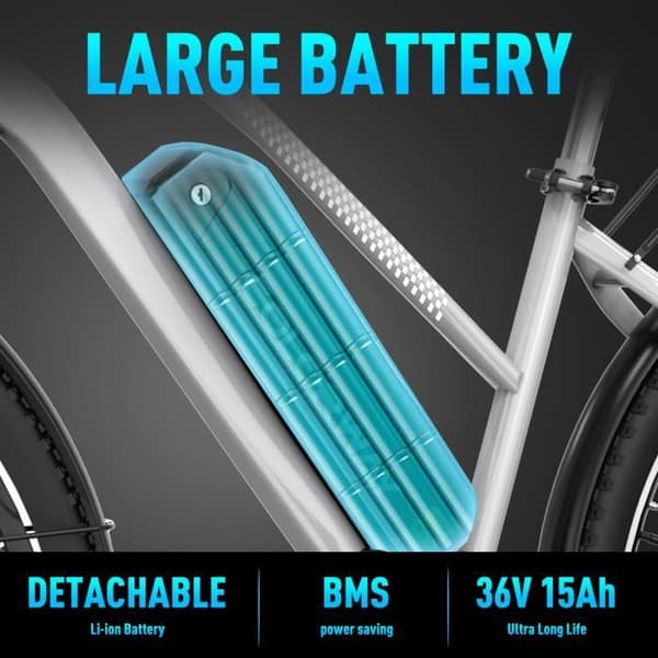 COLORWAY Elcykel 28" VAE - E-BIKE MTB Avtagbart batteri 36V 15Ah - 250W motor - Shimano 7 Speeds - Silver