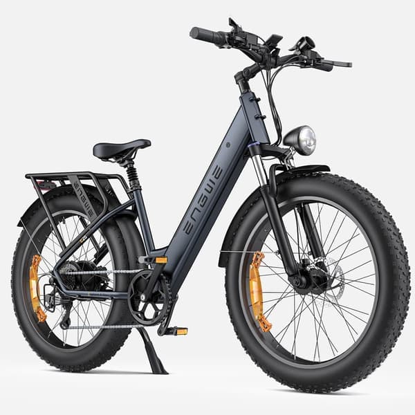 ENGWE E26 elcykel för vuxen, 2 ramstilar, 7ONm Torque Motor, 48V 16Ah Li-ion batteri, Shimano 7-växlad, 26*4 fettdäck, stötdämparsäte. Grå Step-Thru