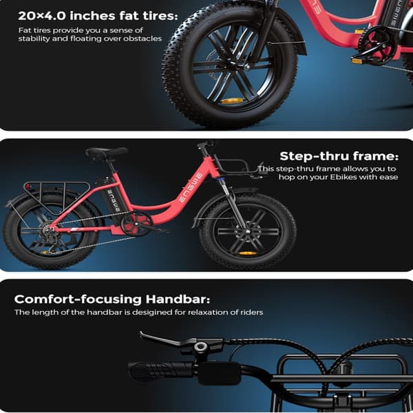 ENGWE L20 Adult Step-Through El-cykel, 250W børsteløs motor, 48V13Ah batteri, 20 x 4,0 fedtdæk, Shimano 7 gear.