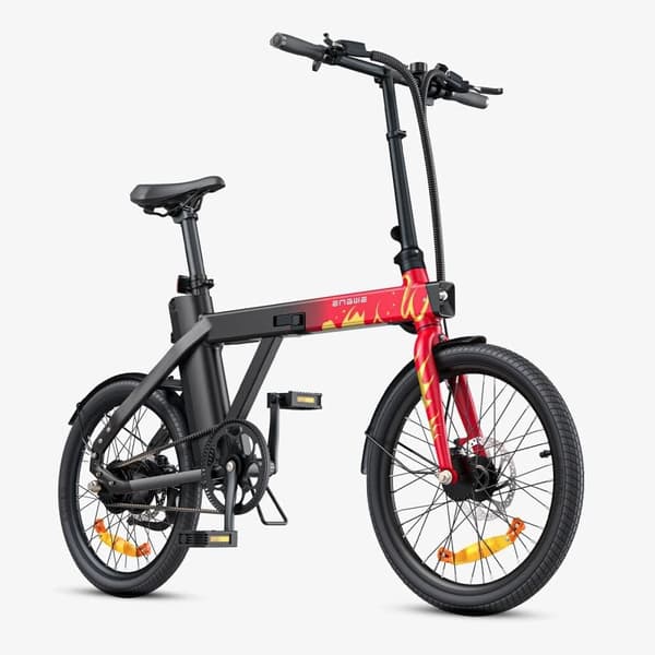 ENGWE P20 voksen folde elcykel, 250W motor, 36V 9,6Ah, 20 x 1,95 dæk, hydrauliske skivebremser. Rød