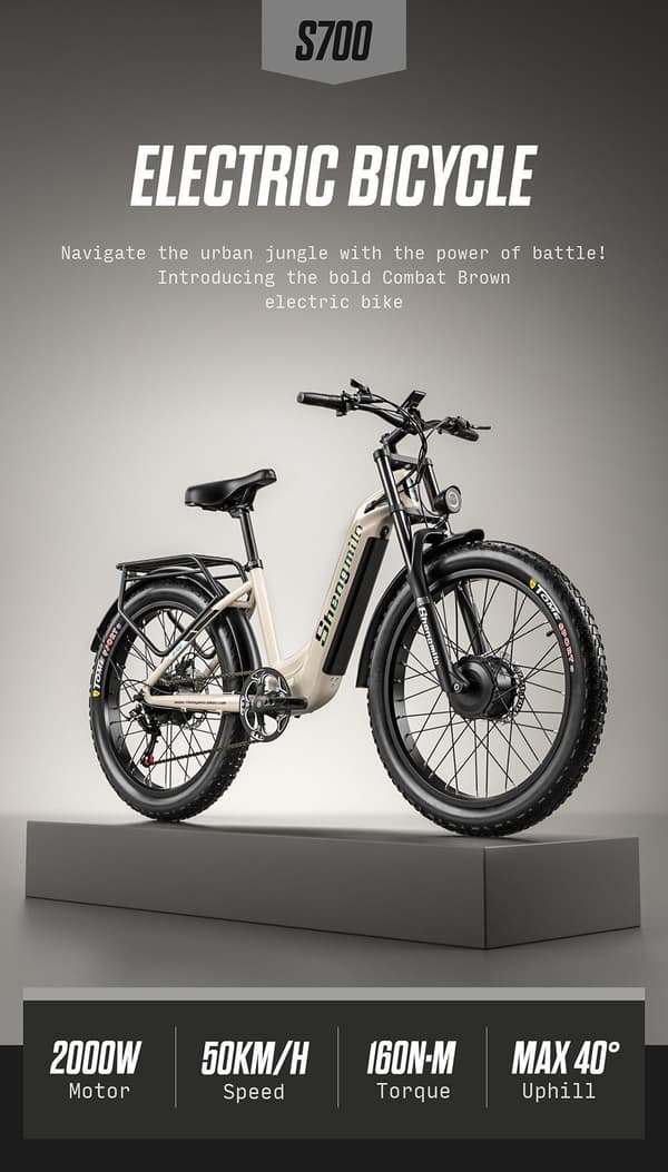 Shengmilo S700 Elcykel 48V 17,5AH Batteri 2*1000W Motor 26tommer Dæk 60-70KM Max Kilometertal 150KG Max Belastning