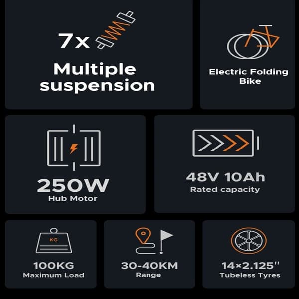 ENGWE T14 aikuisten kokoontaittuva sähköpyörä, 250 W moottori, 14*2.125 renkaat, 48V10AH akku, 30 Nm vääntömomentti.