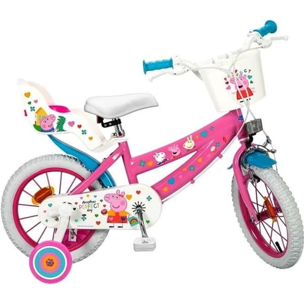 Peppa Pig 14-tums cykel - Disney - Tjej - Stabilisator - 2 bromsar - Rosa