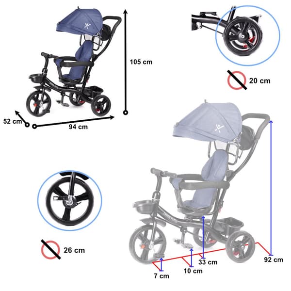 Trike Fix Lite trehjuling, marinblå