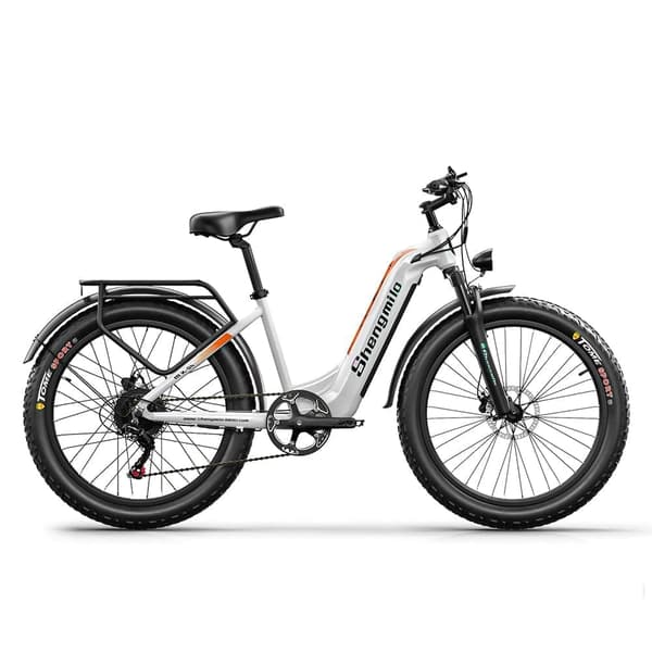 Shengmilo MX06 valkoinen sähköpyörä 1000W moottori, 48V17.5Ah irrotettava akku nimeltään 60km 26 tuuman työmatkapyörä