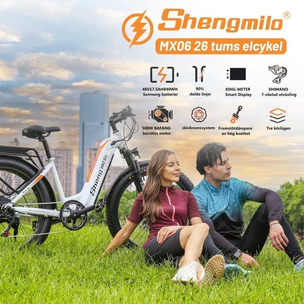 Elcykel för vuxna, uppgraderat 48V 17,5Ah löstagbart batteri Ebike 1000W Kraftfull motor, 50+ miles lång räckvidd, 26"x3" Fat Tire Mountainbike