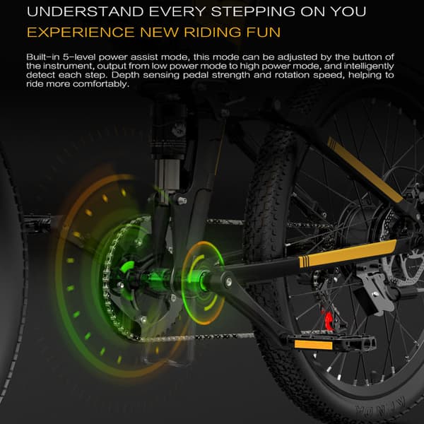 Bezior X500 Pro Electric Mountain Folding Bike, 500W moottori, 10.4AH akku, 26*1.95 renkaat, SHIMANO 7-nopeuksinen.