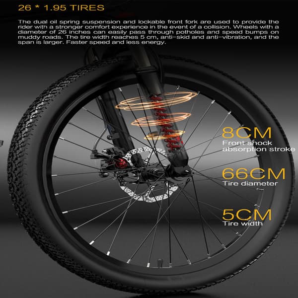 Bezior X500 Pro Electric Mountain Folding Bike, 500W moottori, 10.4AH akku, 26*1.95 renkaat, SHIMANO 7-nopeuksinen.