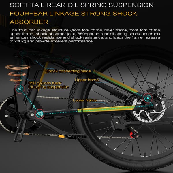Bezior X500 Pro Electric Mountain Folding Bike, 500W moottori, 10.4AH akku, 26*1.95 renkaat, SHIMANO 7-nopeuksinen.