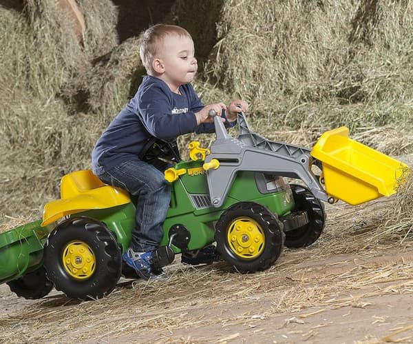 Rolly Toys 811496 Rolly Junior John Deere traktor med skovl og trailer