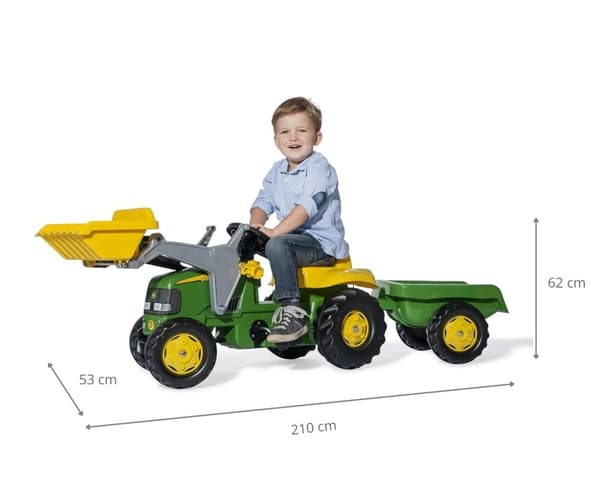 Rolly Toys 811496 Rolly Junior John Deere traktor med skovl og trailer