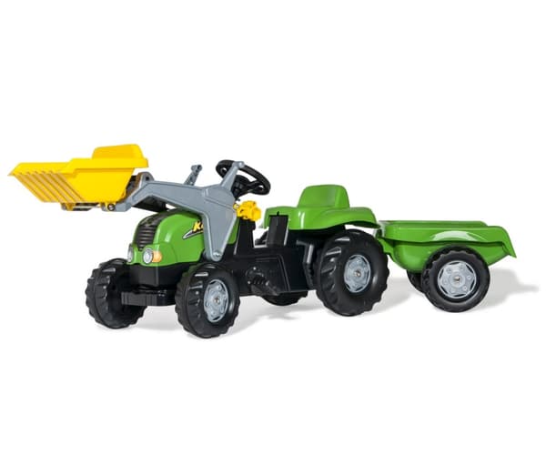 Rolly Toys 023134 Rolly Kid X traktor med skopa och släp Grön
