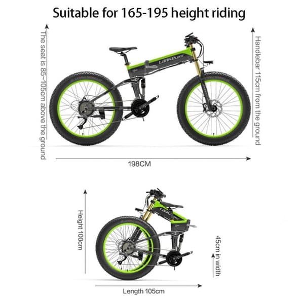 LANKELEISI XT750P elektrisk mountainbike, 1000W motor, 17,5AH batteri, Shimano 9-speed, velegnet til højde: 170-195CM.