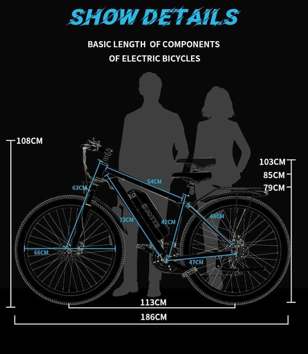 DUOTTS C29 750W sähköinen maastopyörä, 15AH akku, Shimano 21-nopeuksinen, sopii aikuisille, suositeltu pituus: 170-200cm.