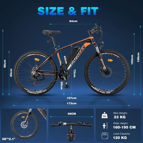 Fafrees Hailong One Mountain Ebike, 250W moottori, 13AH akku, 26*2.1 renkaat, Shimano 21 nopeus.