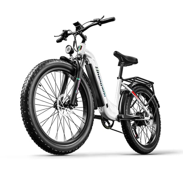 Shengmilo MX06 sähköpyörä, harjaton moottorin huipputeho 1000W,  17.5AH irrotettava Samsung-akku,Suurin nopeus on 42 km/h, valkoinen