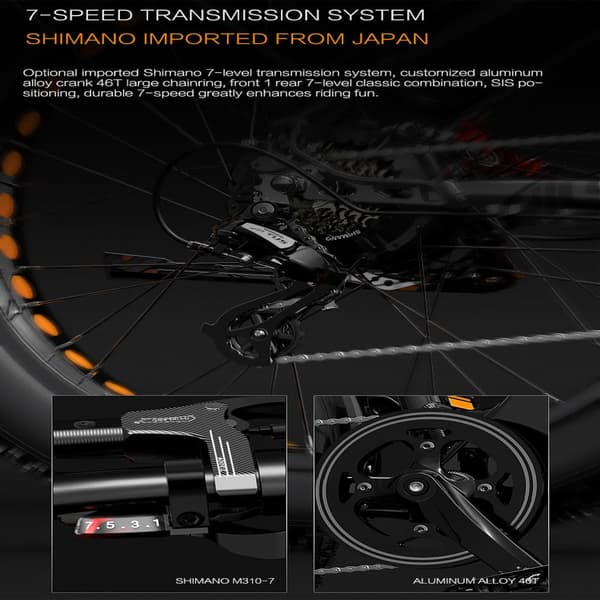 Dukawey DM530 Plus 1000W 26" Fat Bike All Terrain Sähköpyörä 52V 20Ah Samsung Akku 50KM/H Shimano 7 vaihteinen.