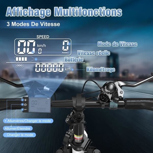 EVERCROSS 20" EK6 hopfällbar elcykel - Avtagbar 48V 15Ah batteri 250W Motor Justerbar höjd - Dubbla skivbromsar - Vit