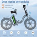Miniatyrbild 3 av 4: EVERCROSS 20" EK6 hopfällbar elcykel - Avtagbar 48V 15Ah batteri 250W Motor Justerbar höjd - Dubbla skivbromsar - Svart