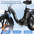 Miniatyrbild 4 av 4: EVERCROSS 20" EK6 hopfällbar elcykel - Avtagbar 48V 15Ah batteri 250W Motor Justerbar höjd - Dubbla skivbromsar - Svart