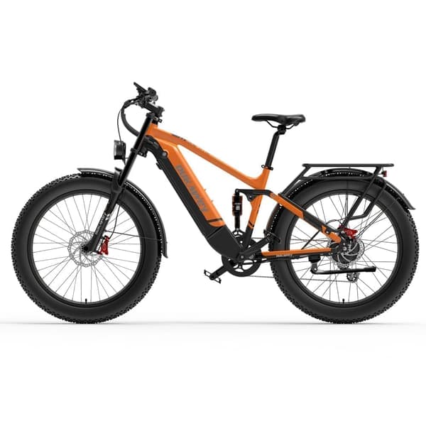 Dukawey Silvertip8 1000W 26" Fat Bike E-maastopyörä ，52V 20Ah Samsung-akku ，Täysjousitettu sähköpyörä.