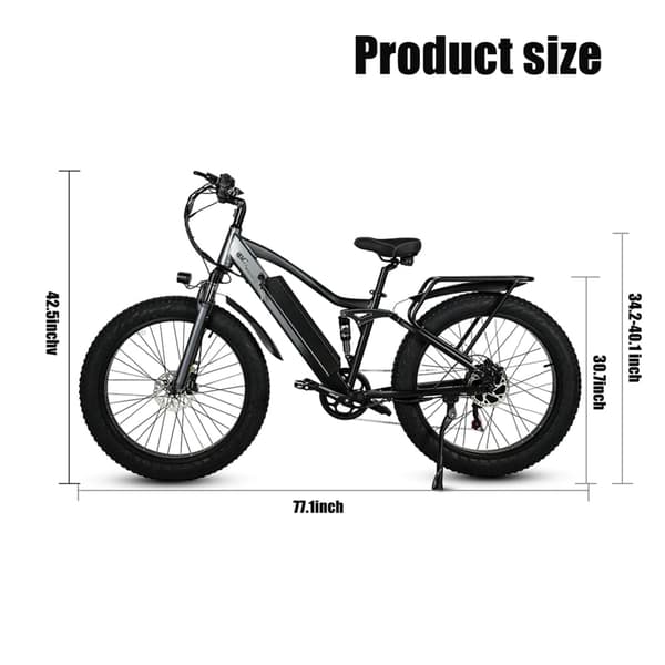 CMACEWHEEL TP26 täysjousitettu sähköinen maastopyörä, 750W moottori, 17AH akku, 26"*4.0" rasvarengas, Shimano 7-vaihteinen.