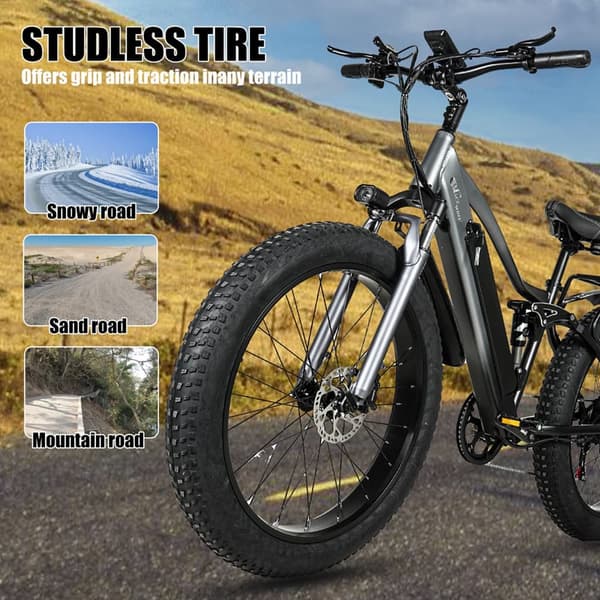 CMACEWHEEL TP26 täysjousitettu sähköinen maastopyörä, 750W moottori, 17AH akku, 26"*4.0" rasvarengas, Shimano 7-vaihteinen.