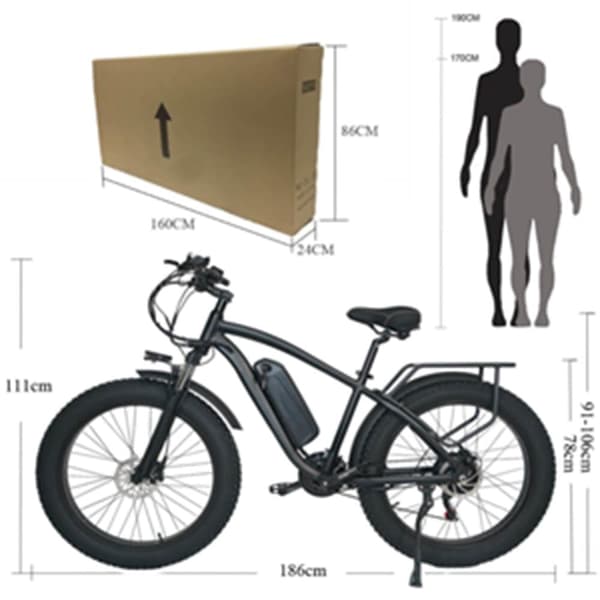 CMACEWHEEL M26 elcykel för vuxen, 750W motor, 17AH batteri, 26*4,0" däck, maximal hastighet kan nå 45KM/H.