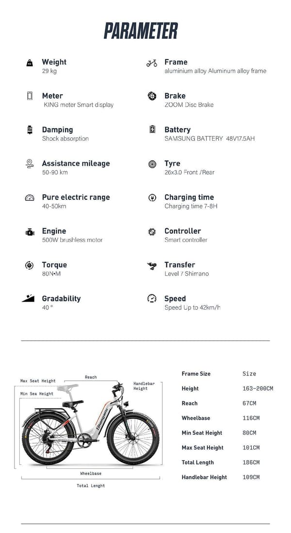 Shengmilo MX06 Elcykel Borstlös 1000W Motor 26 Inch Fat Tire City Woman E-Bike 17.5AH SAMSUNG Batteri, Vit