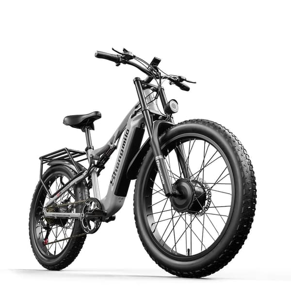 Elcykel Dubbelmotor 1000W*2 - Shengmilo S600 - elektrisk fatbike 26" - SAMSUNG Batteri 48V17.5Ah - Max 50KM/H - Grå