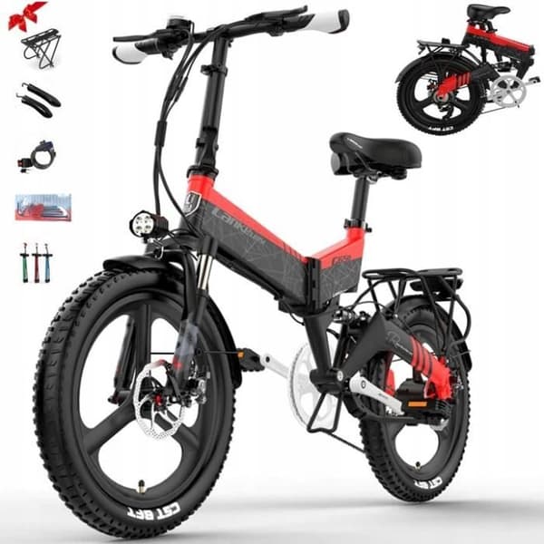 Elcykel - Lanceleisi - G650 - 20 tum - 500W - 48V 12,8Ah - Röd