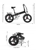 Miniatyrbild 2 av 6: LANKELEISI G660 hopfällbar elcykel 500W 110KM 12,8AH 35Km/h MTB-ram M aluminiumhjul 20" svart