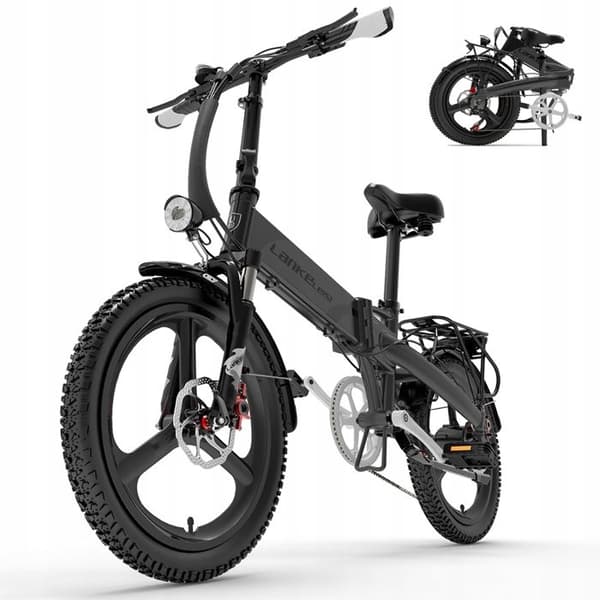 LANKELEISI G660 hopfällbar elcykel 500W 110KM 12,8AH 35Km/h MTB-ram M aluminiumhjul 20" svart