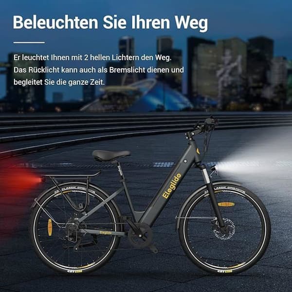 Eleglide T1 Step-Thru E-Bike, 27,5 tums elcykel, touringcykel, stadscykel, 36V 13Ah litiumbatteri,