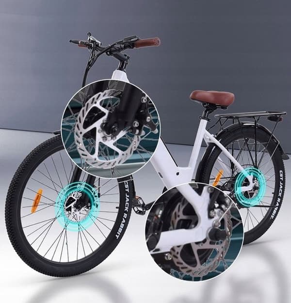 Bezior M3 elcykel aluminiumhjul 26" svart 500W 48V 10.4AH 26" MTB E-cykel SHIMANO 7-växlad Vit