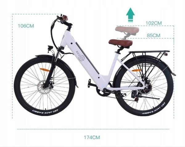 Bezior M3 elcykel aluminiumhjul 26" svart 500W 48V 10.4AH 26" MTB E-cykel SHIMANO 7-växlad Vit