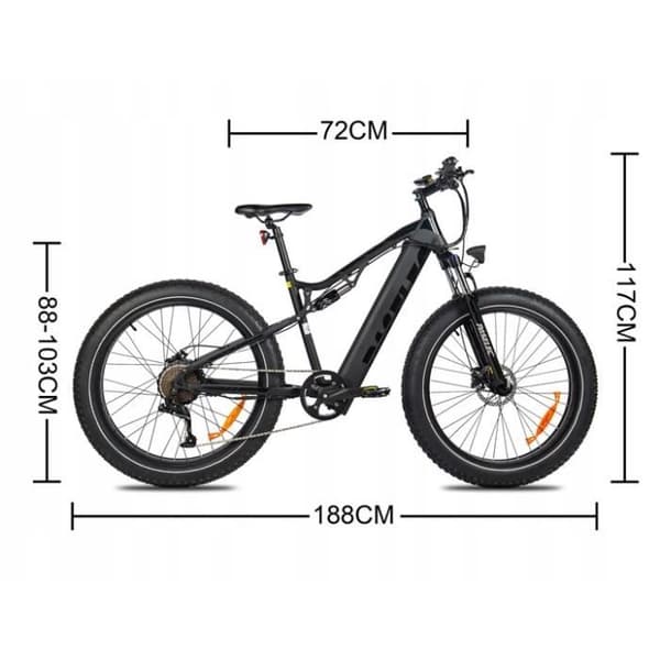 Elcykel - PASELEC - GS9 PLUS - 750W BAFANG - 48V 17Ah - 26 tum Aluminium Svart