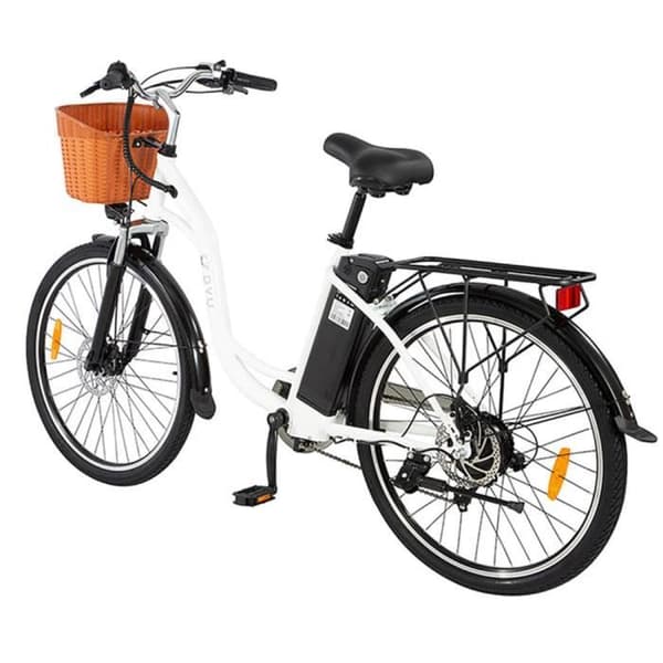 Elcykel - DYU C6 - 26" hjul - 350W motor - 36v 12,5Ah batteri - SHIMANO 7 hastigheter - Maximal räckvidd 70KM - Vit