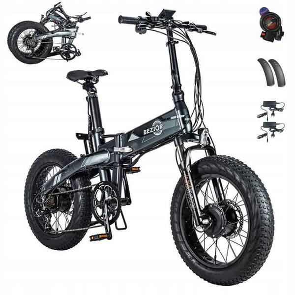 Bezior XF005 EBIKE,1000W 22.4AH 32km/h elcykel, M-ram, aluminium, 20" hjul, hopfällbar mountainbike E-bike grå